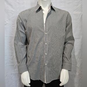 Boss Men's Black & White Micro Check Button-Down Shirt